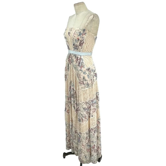 BCBGMAXAZRIA Elle Strapless Floral Print-Blocked Gown Size 2 - Picture 5 of 13